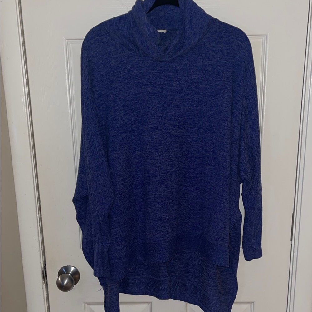 Zenana Outfitters Hi Lo Royal Blue Cowl Neck Bat Wing Sweater